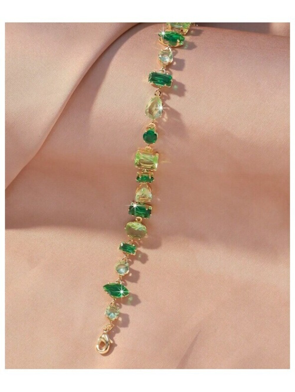 Green multi stone - Bracelet - Gold - CZs - 7-9"